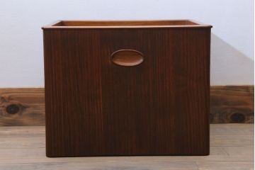 アンティーク雑貨　古民具・骨董　古い桐材・銅おとしの上品なアンティーク角火鉢(2)