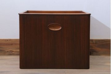 アンティーク雑貨　古民具・骨董　古い桐材・銅おとしの上品なアンティーク角火鉢(2)