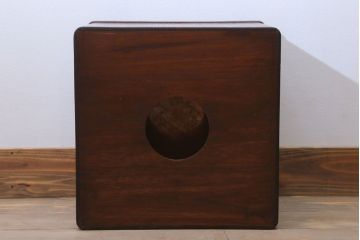 アンティーク雑貨　古民具・骨董　古い桐材・銅おとしの上品なアンティーク角火鉢(2)