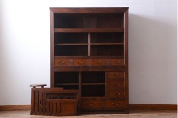 アンティーク家具　和製アンティーク　透かし彫り!古い関西四尺水屋箪笥