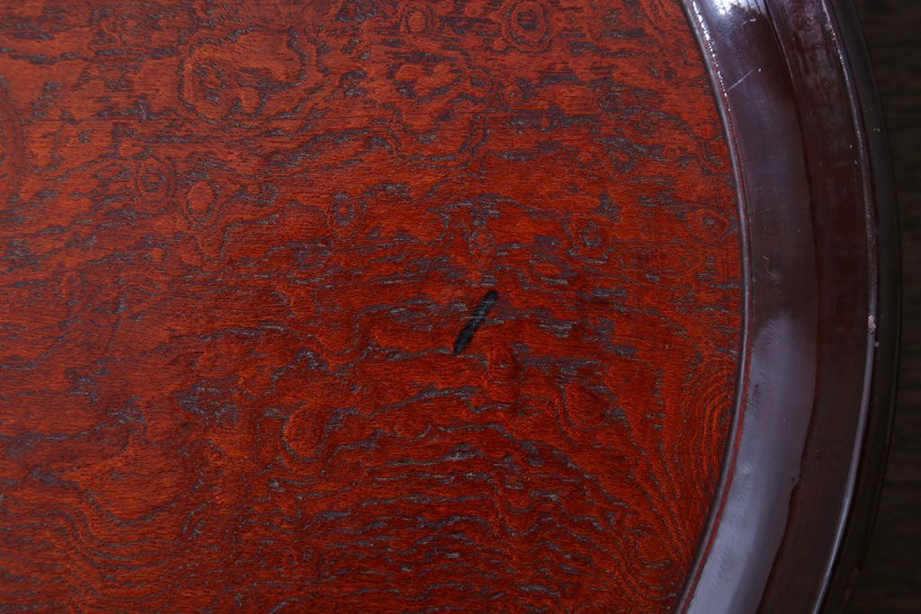 アンティーク雑貨　古民具・骨董　欅材の上品な高台付き盆(丸高盆)