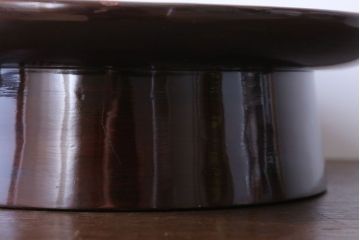 アンティーク雑貨　古民具・骨董　欅材の上品な高台付き盆(丸高盆)