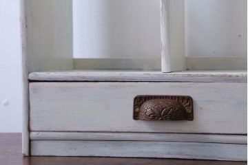 アンティーク家具　アンティークペイント　引き出し付き!小さな古い木の本立て