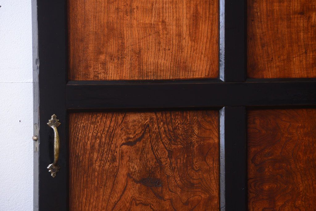 和製アンティーク　鏡板欅材!古い木のドア(扉)