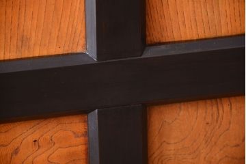 和製アンティーク　鏡板欅材!古い木のドア(扉)