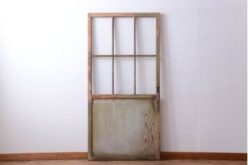 アンティークペイント　古い木の味わい深いペンキガラス戸