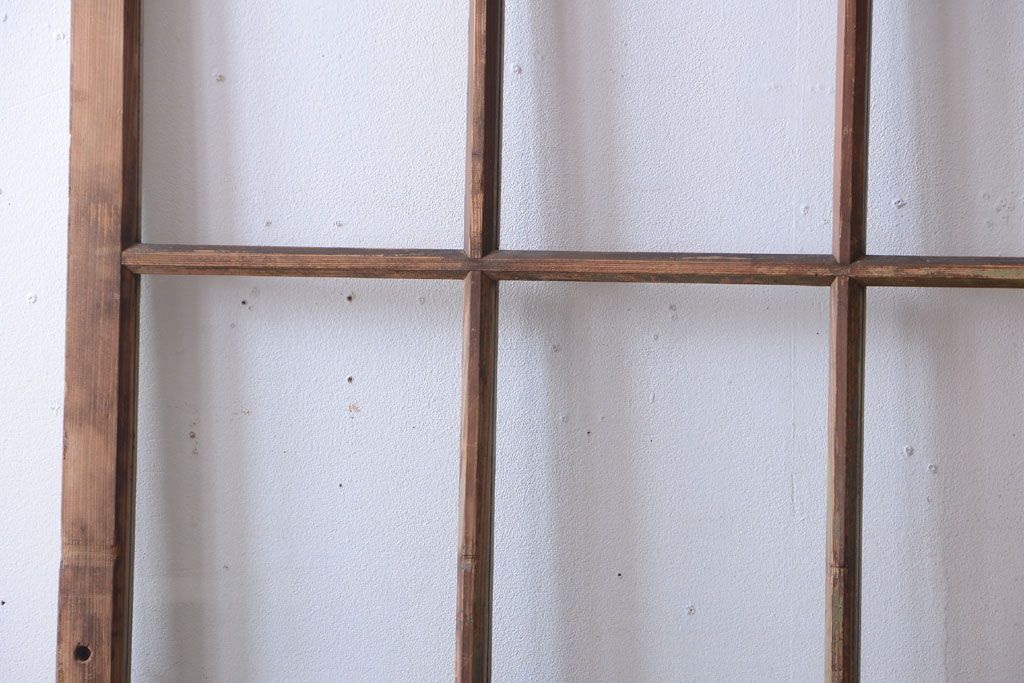 アンティークペイント　古い木の味わい深いペンキガラス戸