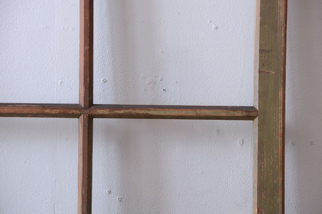 アンティークペイント　古い木の味わい深いペンキガラス戸