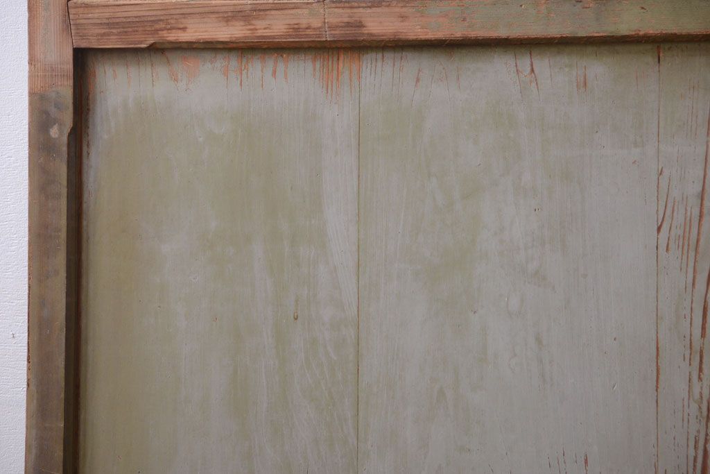 アンティークペイント　古い木の味わい深いペンキガラス戸