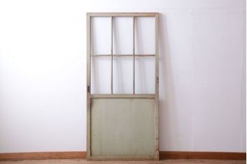 アンティークペイント　古い木の味わい深いペンキガラス戸