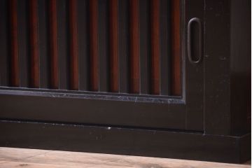 アンティーク家具　古民具・骨董　明治期　框が太く重厚なアンティーク引き出し付き時代箪笥ローボード(水屋箪笥、テレビ台、キャビネット、収納棚)