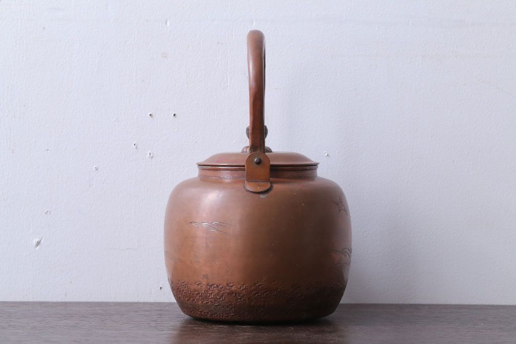 アンティーク雑貨　アンティーク　古い銅瓶(彫金・湯沸・薬缶)