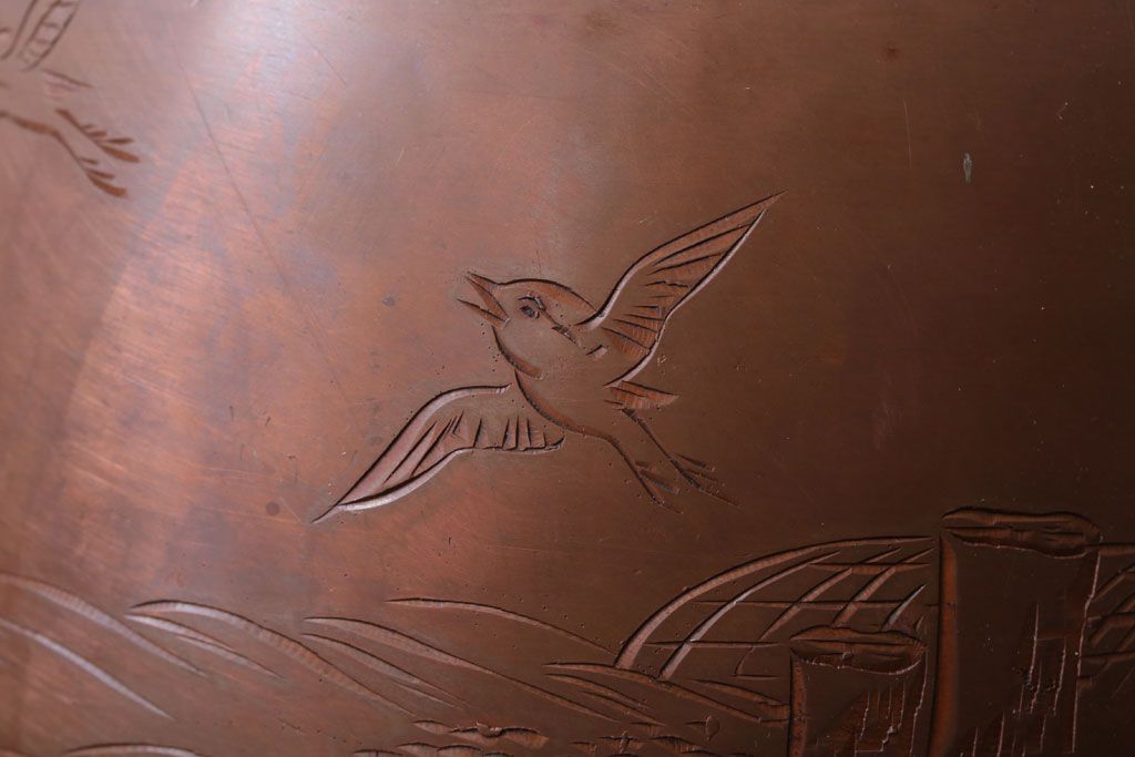 アンティーク雑貨　アンティーク　古い銅瓶(彫金・湯沸・薬缶)