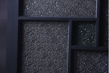 大正ロマン　当時物色ガラス入り!モダンなペイント引き戸2枚セット(窓)(2)