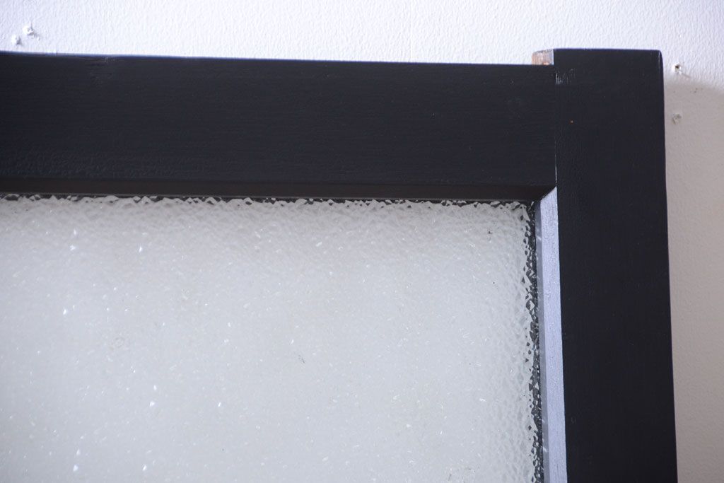 大正ロマン　当時物色ガラス入り!モダンなペイント引き戸2枚セット(窓)(2)