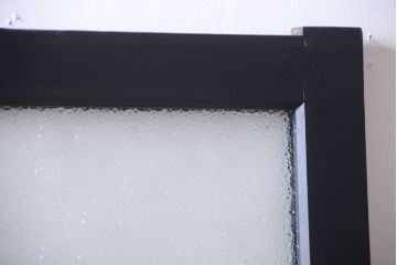 大正ロマン　当時物色ガラス入り!モダンなペイント引き戸2枚セット(窓)(2)