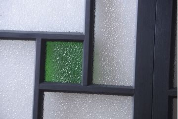 大正ロマン　当時物色ガラス入り!モダンなペイント引き戸2枚セット(窓)(2)