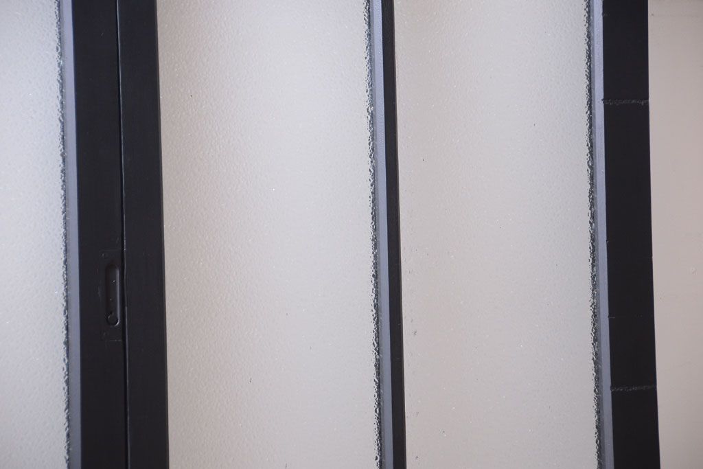 大正ロマン　当時物色ガラス入り!モダンなペイント引き戸2枚セット(窓)(2)