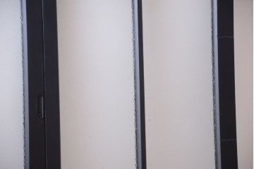 大正ロマン　当時物色ガラス入り!モダンなペイント引き戸2枚セット(窓)(2)