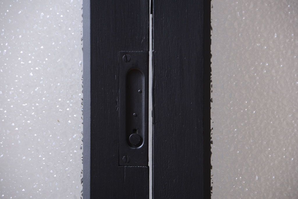 大正ロマン　当時物色ガラス入り!モダンなペイント引き戸2枚セット(窓)(2)