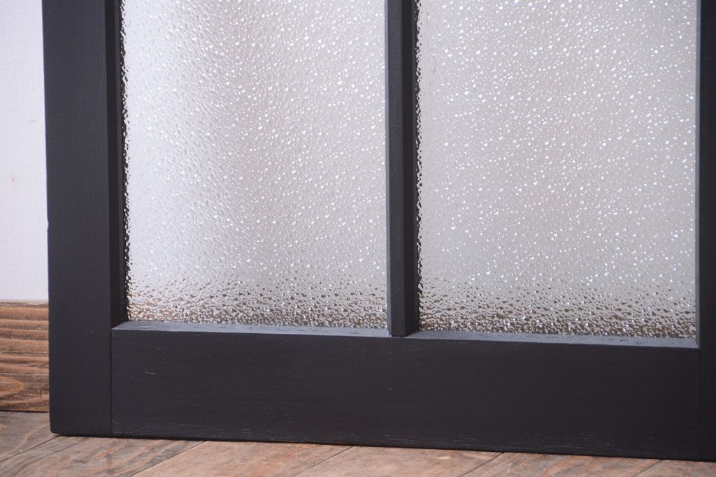 大正ロマン　当時物色ガラス入り!モダンなペイント引き戸2枚セット(窓)(2)