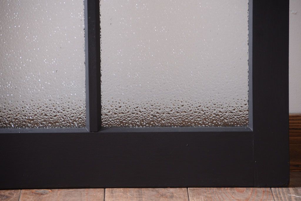 大正ロマン　当時物色ガラス入り!モダンなペイント引き戸2枚セット(窓)(2)