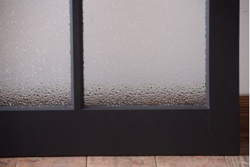 大正ロマン　当時物色ガラス入り!モダンなペイント引き戸2枚セット(窓)(2)