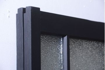 大正ロマン　当時物色ガラス入り!モダンなペイント引き戸2枚セット(窓)(2)