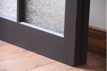 大正ロマン　当時物色ガラス入り!モダンなペイント引き戸2枚セット(窓)(2)