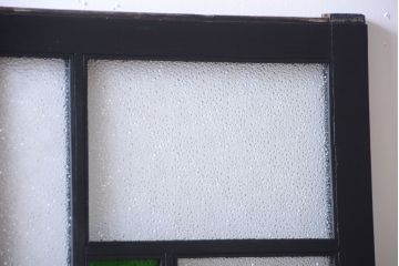 大正ロマン　当時物色ガラス入り!モダンなペイント引き戸2枚セット(窓)(2)