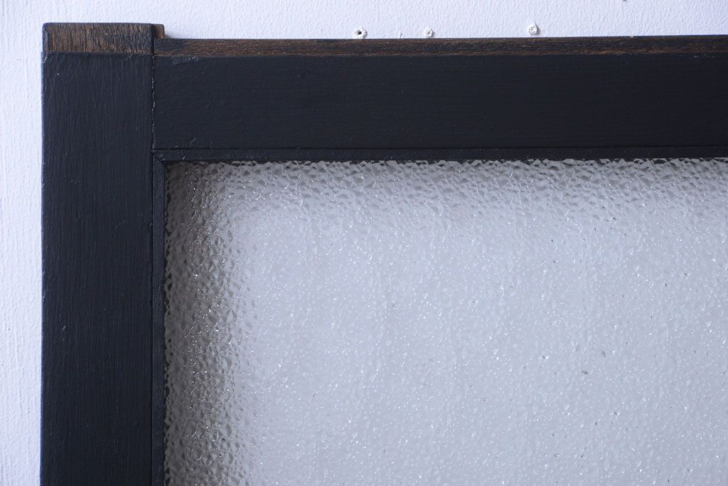 大正ロマン　当時物色ガラス入り!モダンなペイント引き戸2枚セット(窓)(2)