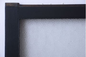 大正ロマン　当時物色ガラス入り!モダンなペイント引き戸2枚セット(窓)(2)