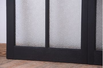 大正ロマン　当時物色ガラス入り!モダンなペイント引き戸2枚セット(窓)(2)