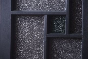 大正ロマン　当時物色ガラス入り!モダンなペイント引き戸2枚セット(窓)