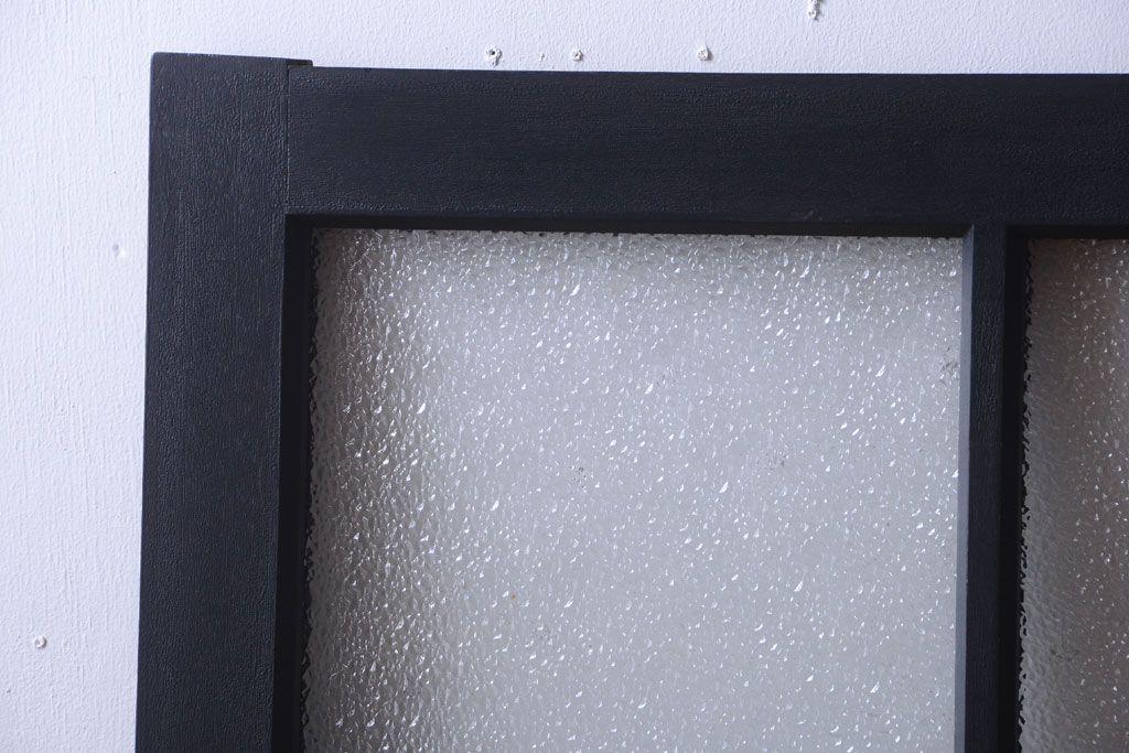 大正ロマン　当時物色ガラス入り!モダンなペイント引き戸2枚セット(窓)