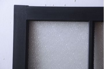 大正ロマン　当時物色ガラス入り!モダンなペイント引き戸2枚セット(窓)