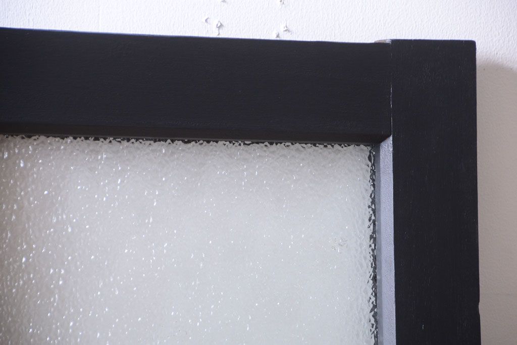 大正ロマン　当時物色ガラス入り!モダンなペイント引き戸2枚セット(窓)