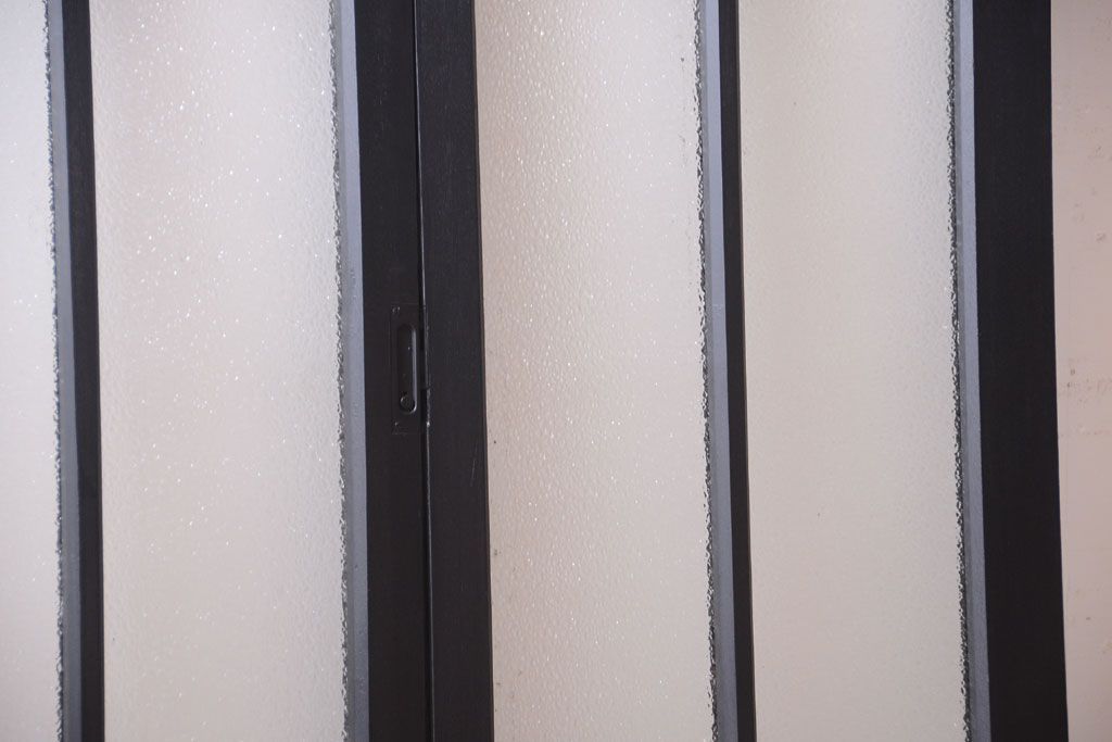 大正ロマン　当時物色ガラス入り!モダンなペイント引き戸2枚セット(窓)