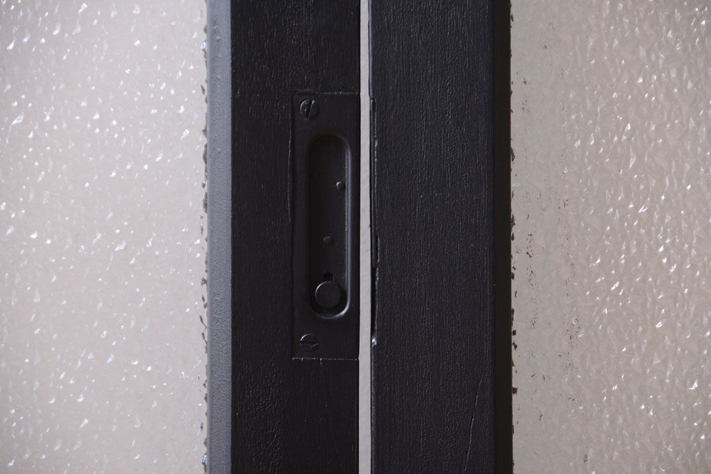 大正ロマン　当時物色ガラス入り!モダンなペイント引き戸2枚セット(窓)