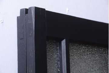 大正ロマン　当時物色ガラス入り!モダンなペイント引き戸2枚セット(窓)