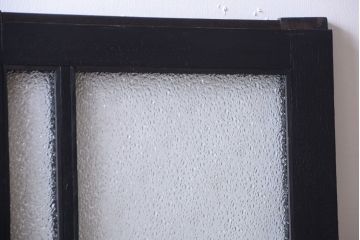 大正ロマン　当時物色ガラス入り!モダンなペイント引き戸2枚セット(窓)
