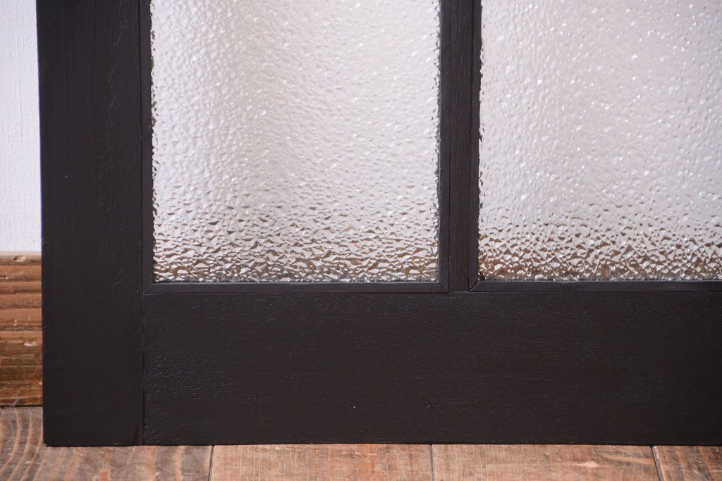 大正ロマン　当時物色ガラス入り!モダンなペイント引き戸2枚セット(窓)