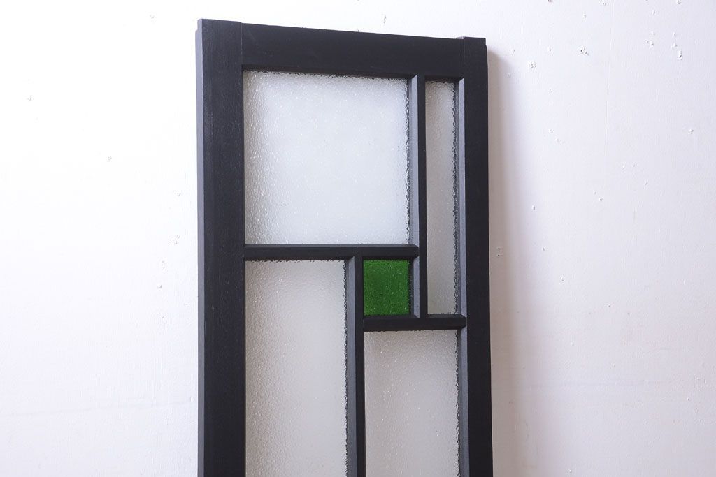 大正ロマン　当時物色ガラス入り!モダンなペイント引き戸(窓)