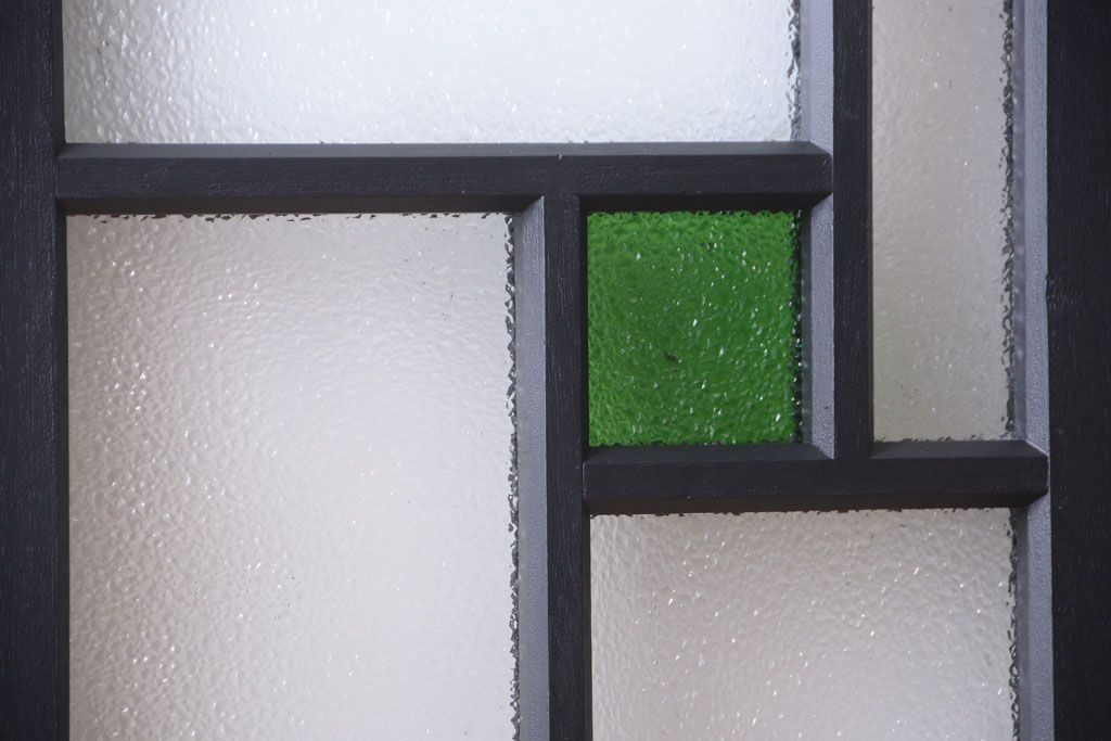 大正ロマン　当時物色ガラス入り!モダンなペイント引き戸(窓)