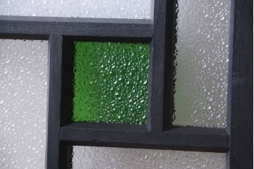 大正ロマン　当時物色ガラス入り!モダンなペイント引き戸(窓)