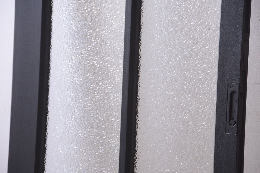 大正ロマン　当時物色ガラス入り!モダンなペイント引き戸(窓)