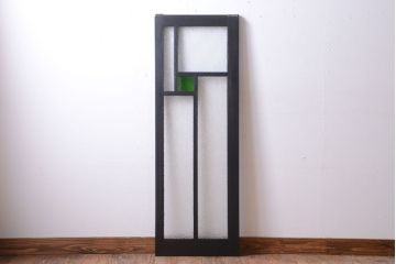 大正ロマン　当時物色ガラス入り!モダンなペイント引き戸(窓)