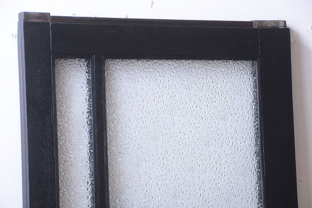 大正ロマン　当時物色ガラス入り!モダンなペイント引き戸(窓)