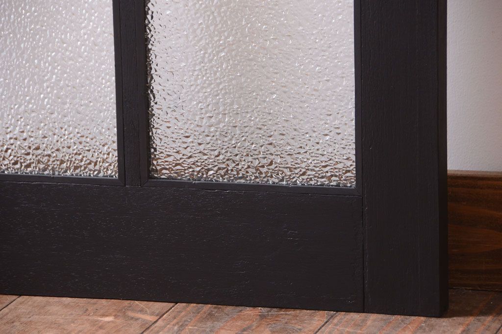 大正ロマン　当時物色ガラス入り!モダンなペイント引き戸(窓)