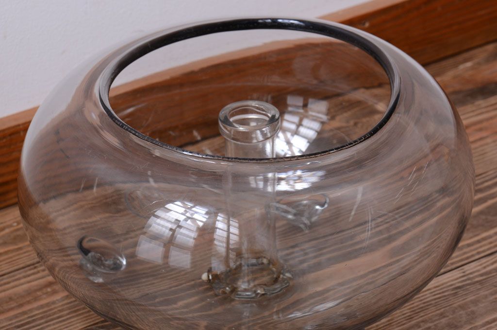 アンティーク雑貨　和製アンティーク　レトロ　大きなガラス鉢(金魚鉢・飾り鉢)